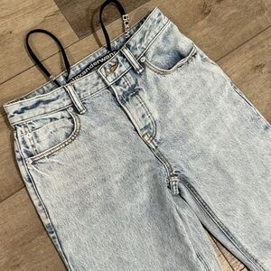 Alexander Wang rhinestone embellished bikini strap thong jeans size 27